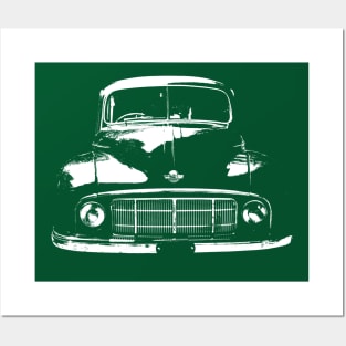 Morris Minor MM 1950s British classic car monoblock white Posters and Art